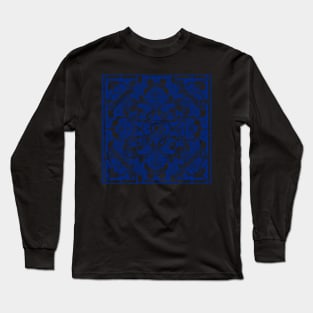 Abstract Symmetrical Lattice Print - Blue Aesthetic Long Sleeve T-Shirt